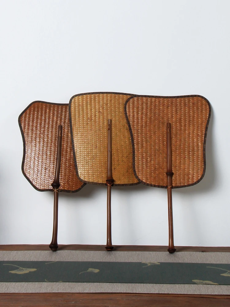 

Handwoven Bamboo Fan Summer Cooling Banana Leaf Design Cloud Silk Qingmie Fan Traditional Chinese Rural Style Household ...