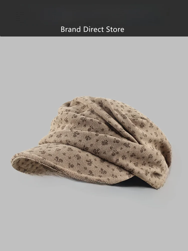 rouiiefao-beret-a-dessus-plat-plisse-a-imprime-floral-vintage-chapeau-elegant-pour-femme-casquette-de-newsboy-amincissante-tendance-printemps-automne