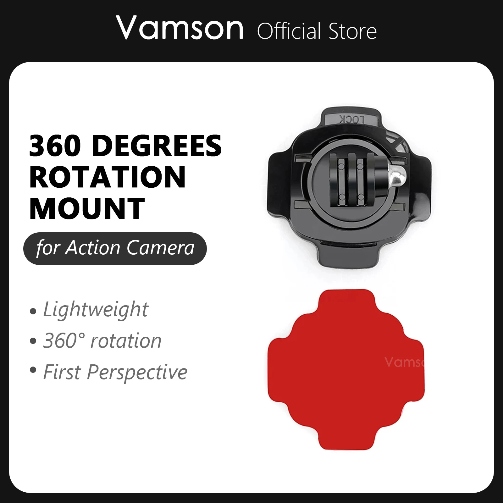 Vamson for GoPro 8 7 6  Accessories Helmet 360 Degrees Rotation Mount with Sticker For GoPro Hero 5 4 3+ SJ4000 for YI 4K VP111