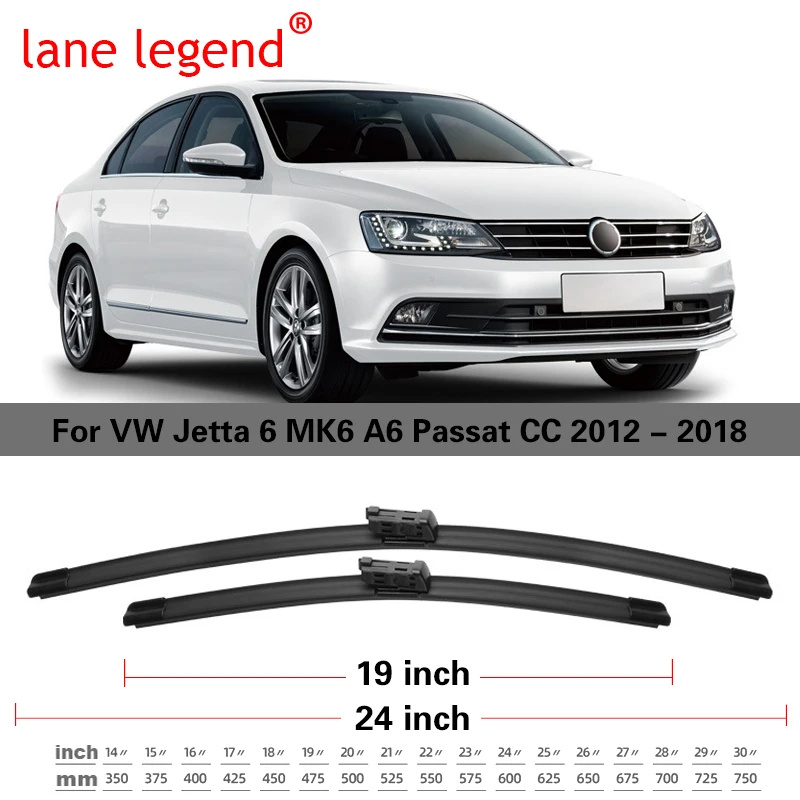 lane legend Wiper LHD Front Wiper Blades For VW Jetta 6 MK6 A6 Passat CC 2012 - 2018 Windshield Windscreen Front Window 24\