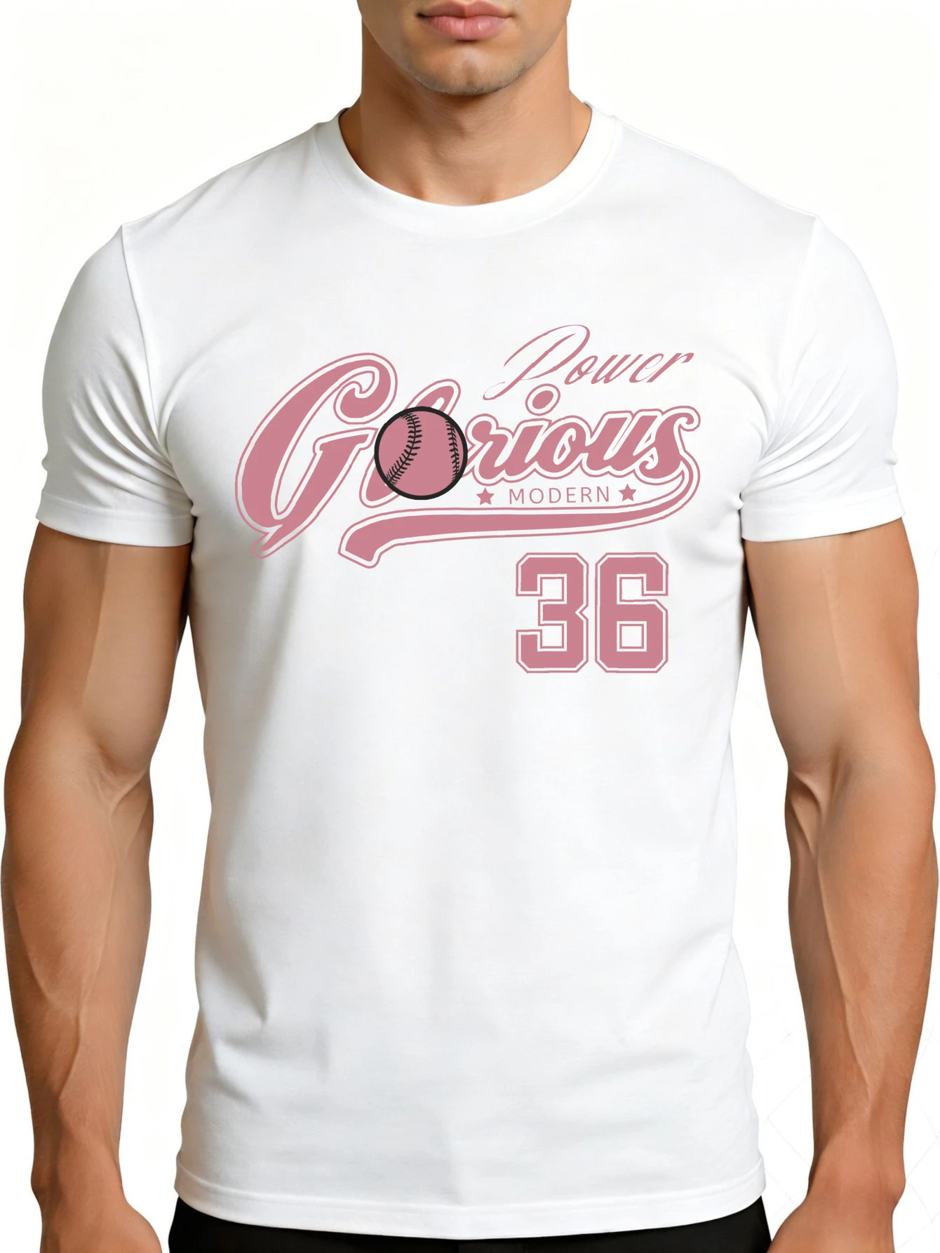 Casual Sports Style Men's T-Shirt Glory Power Baseball 36 Modern Design Summer Wear Gift for Sports Fans