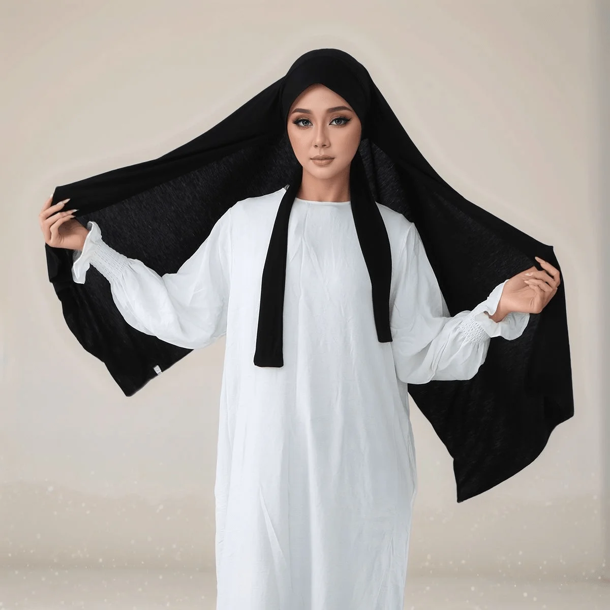 伸縮性のある新しいジャージー素材のインスタントヒジャブ（ストラップ付き）ムスリム女性用ヒジャブ、柔らかい無地のヘッドラップ、ターバン、イスラム、マレーシア、ヘッドスカーフ