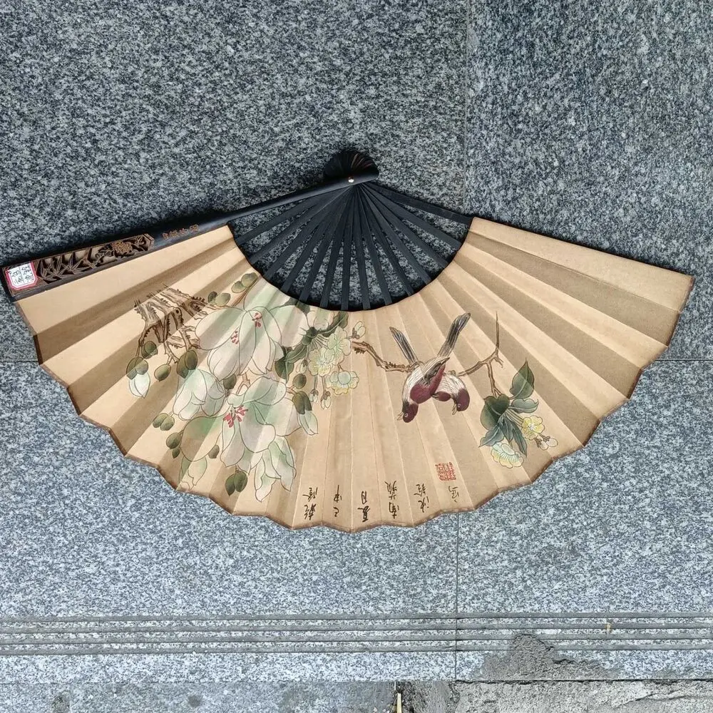 Pure hand-painted thread empty made old fan  Author: Shen Quan