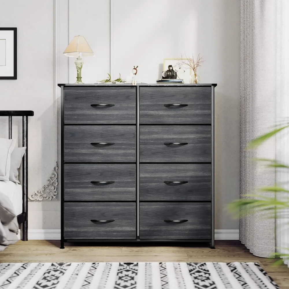 Dresser with 8 Drawers - Fabric Storage Tower, Organizer Unit for Bedroom, Hallway, Closets - Sturdy Steel Frame