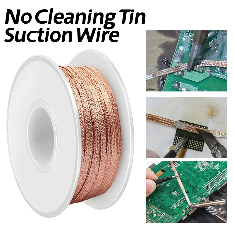 Flussmittelbeschichteter Entlötgeflecht-Lötdocht 2/3/4 mm Breite, 1,5 m, 3 m, 10 m Länge, hochreines Kupfer für schnelle PCB-BGA-SMD-Reparatur – Detail 4