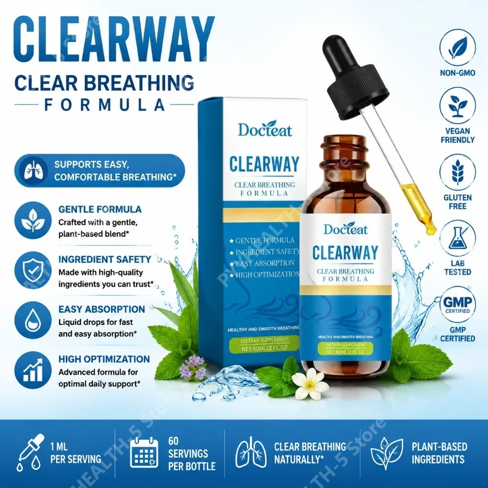 

Docteat Clear Breathing Body Care Drops Gentle Formula Net 60 Ml 30 Days with Chaparral Leaf and Flower Thyme