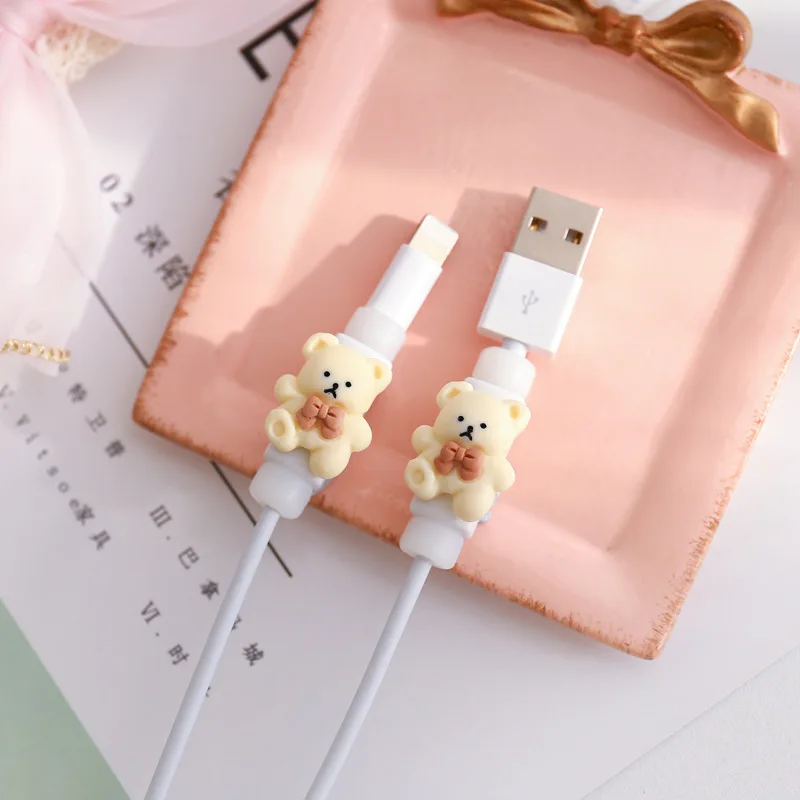 For Iphone Cute Cartoon Mobile Phone Data Cable Organizer Protective Sleeve Charging Cable Anti-break Protector Cable Management