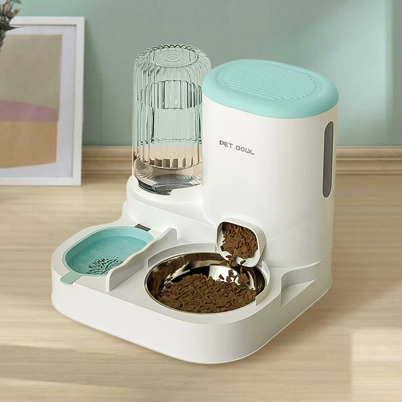 

Cat food dispenser, cat and dog water dispenser supplies, cat bowl, cat food bowl integrated pet automatic feeder