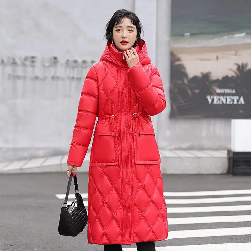 Long Parkas for Women Jacket 2023 New Winter Fashion Down Puffer Jacket Vintage Loose Casual Thicken Warm Hooded Coats Outerwear