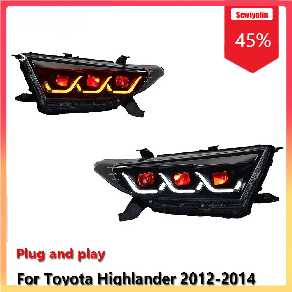

Car LED Headlight Automobile Parts For Toyota Highlander 2012-2014 Fog DRL Brake Turn Signal Lamp Plug and Play