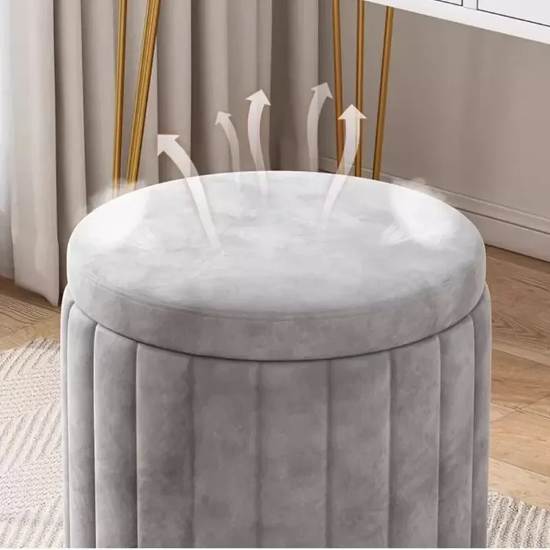 Light Luxury Makeup Stool, Bedroom round Stool, Sofa Stool, Dressing Table Stool, Internet Celebrity Storage Stool
