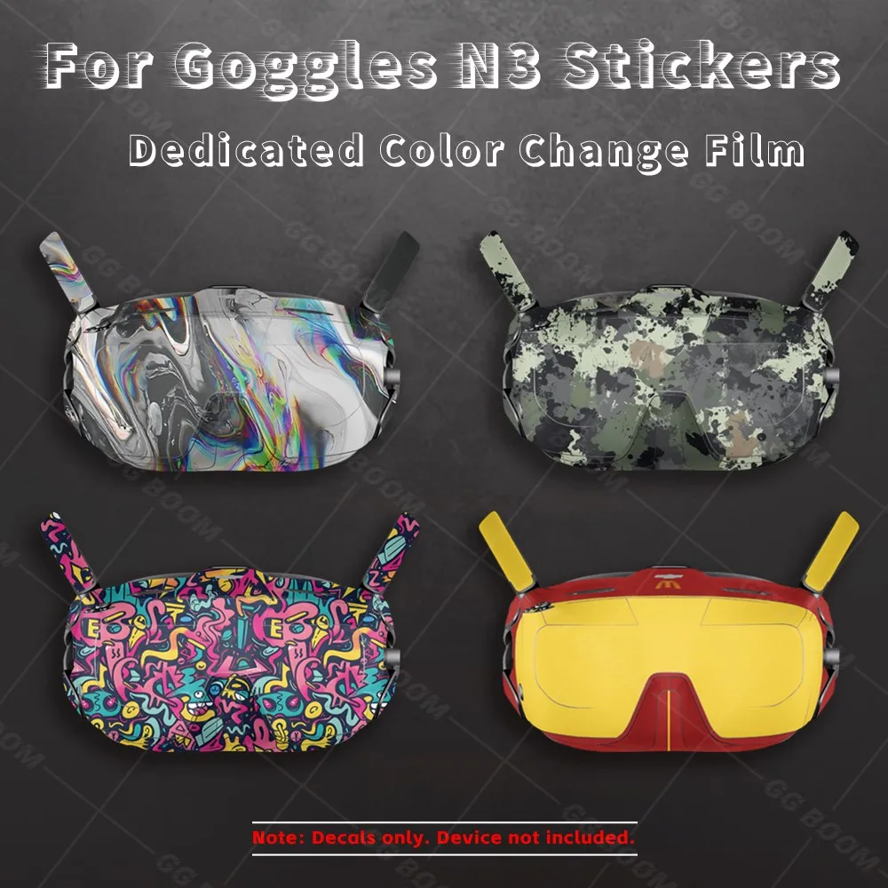 Für Goggles N3 Flight Glasses Aufkleber, bunte Folie, schützender Karosserierahmen, PVC-Aufkleber, Zubehör, wasserfeste, kratzfeste Schutzfolien