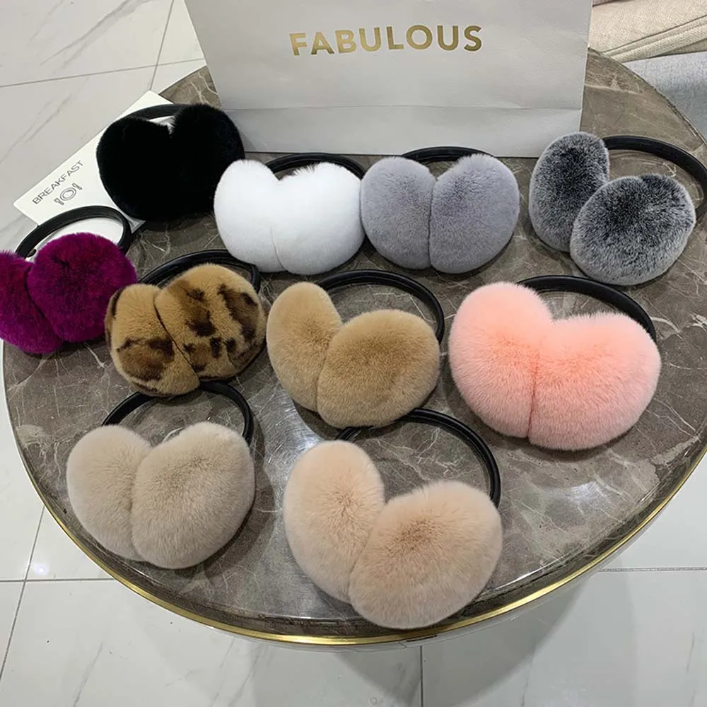 أزياء المرأة الدافئة الطبيعية 100% ريكس الأرنب الفراء غطاء للأذنين الشتاء الفراء الحقيقي غطاء للأذنين الأطفال غطاء للأذن #3