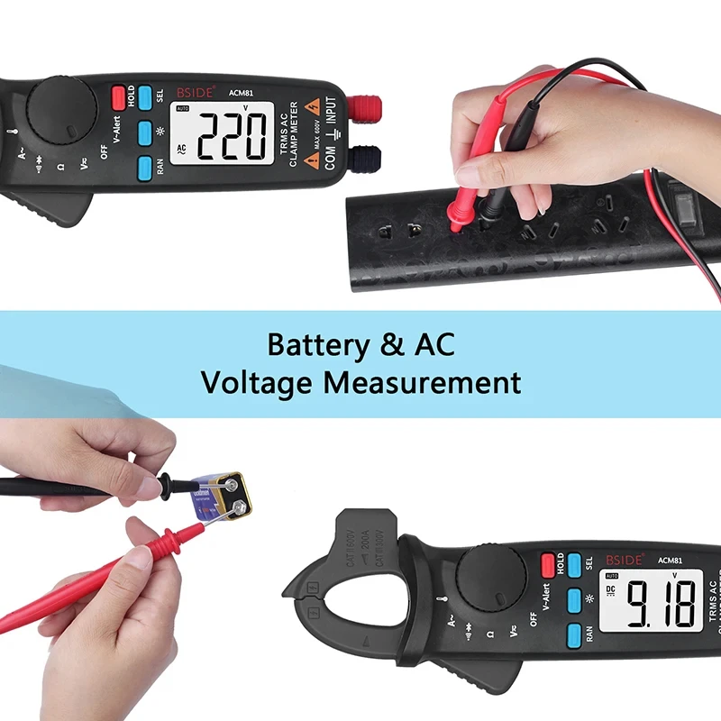 ACM81 ACM91 Digital Clamp Meter   True RMS 1mA  Accuracy Current DC AC Multimeter  Car Repair Electrical Temp Test Multimeter