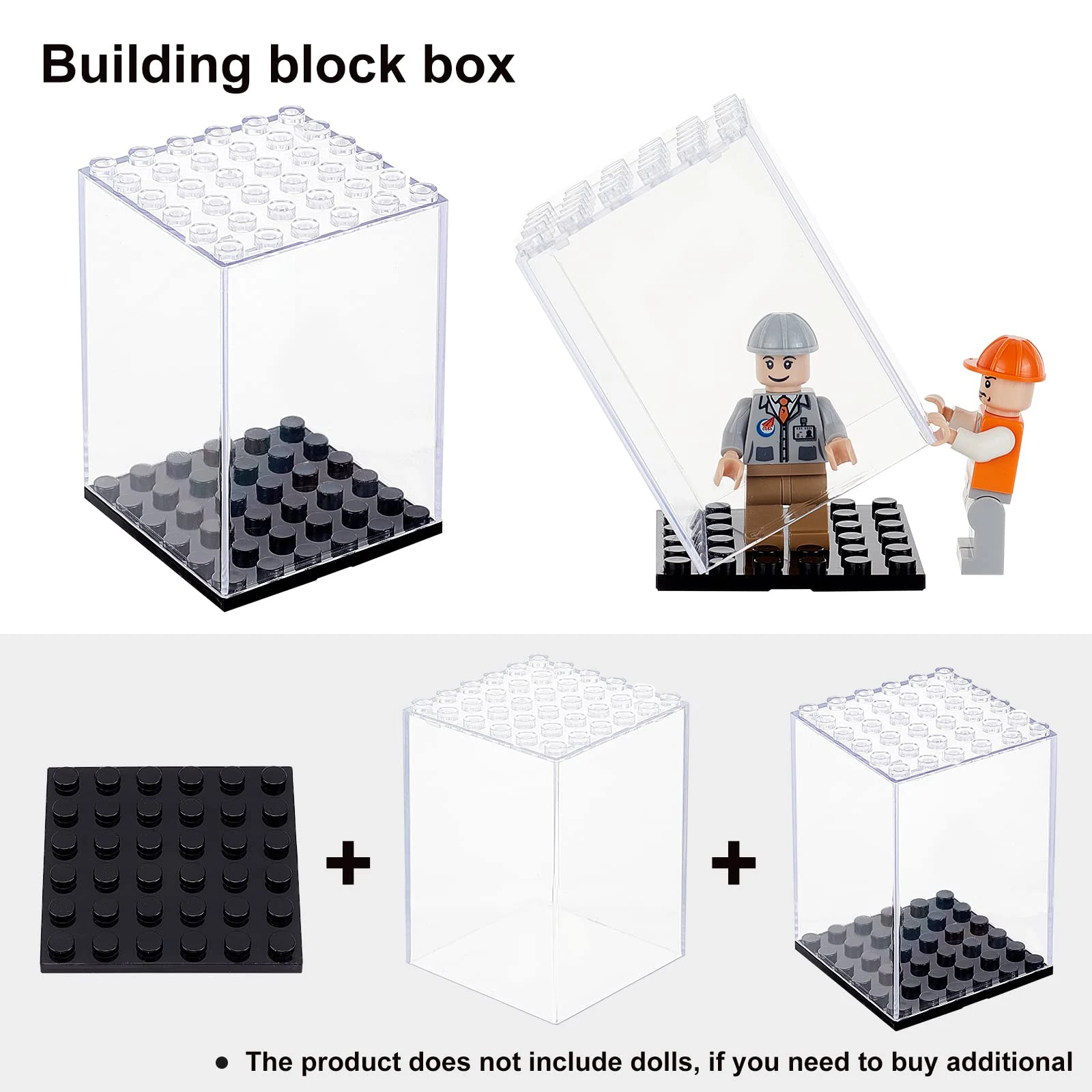 Display Case for Minifigures Action Figures Blocks, Acrylic Display Showcase for Lego Series Figure Blocks Toys With Black Base