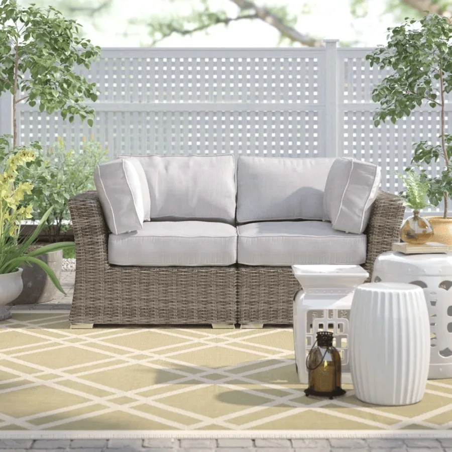 

Fully Assembled 66 Outdoor Wicker Loveseat with Cushions