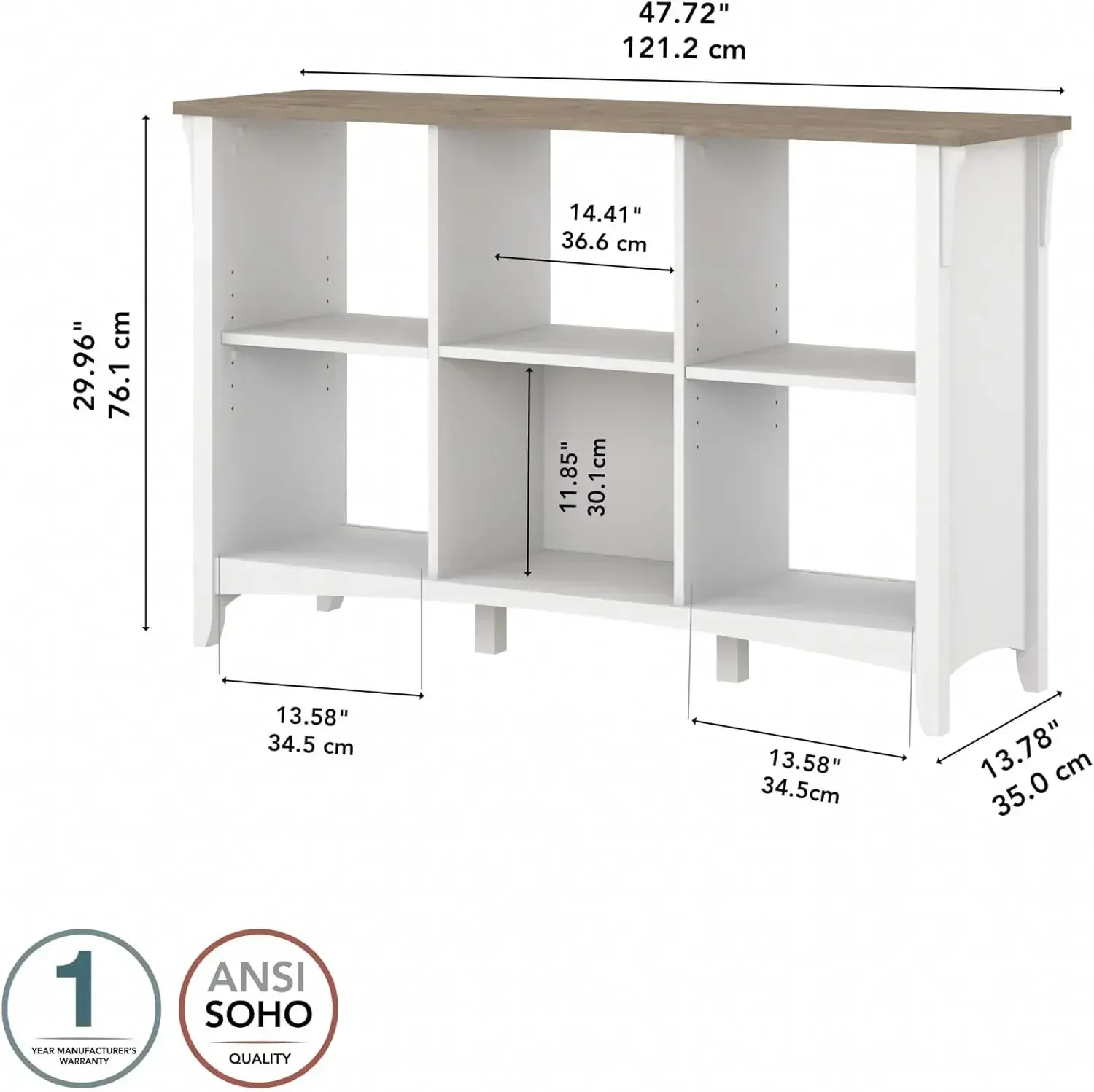 Hot SalesHot Sales Salinas 6-Shelf 30-Inch H Cube Bookcase, Gray/Pure White