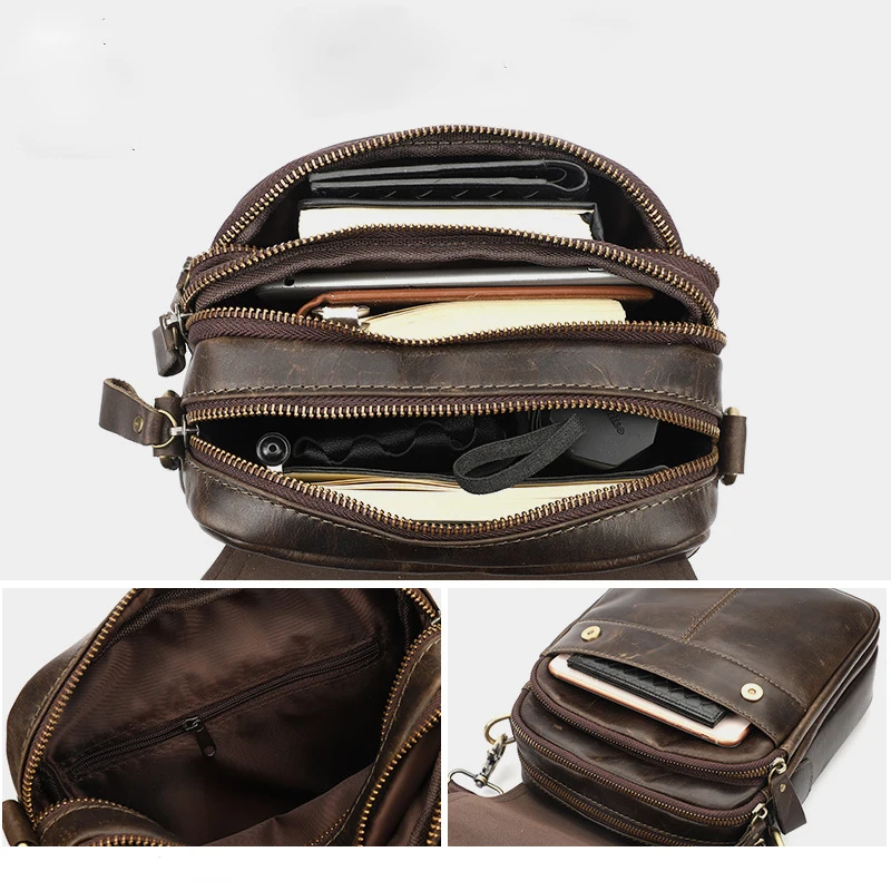 Sac à bandoulière Vintage en cuir véritable pour hommes, sacoche de facteur pour homme, mari, téléphone, bureau, sac à main