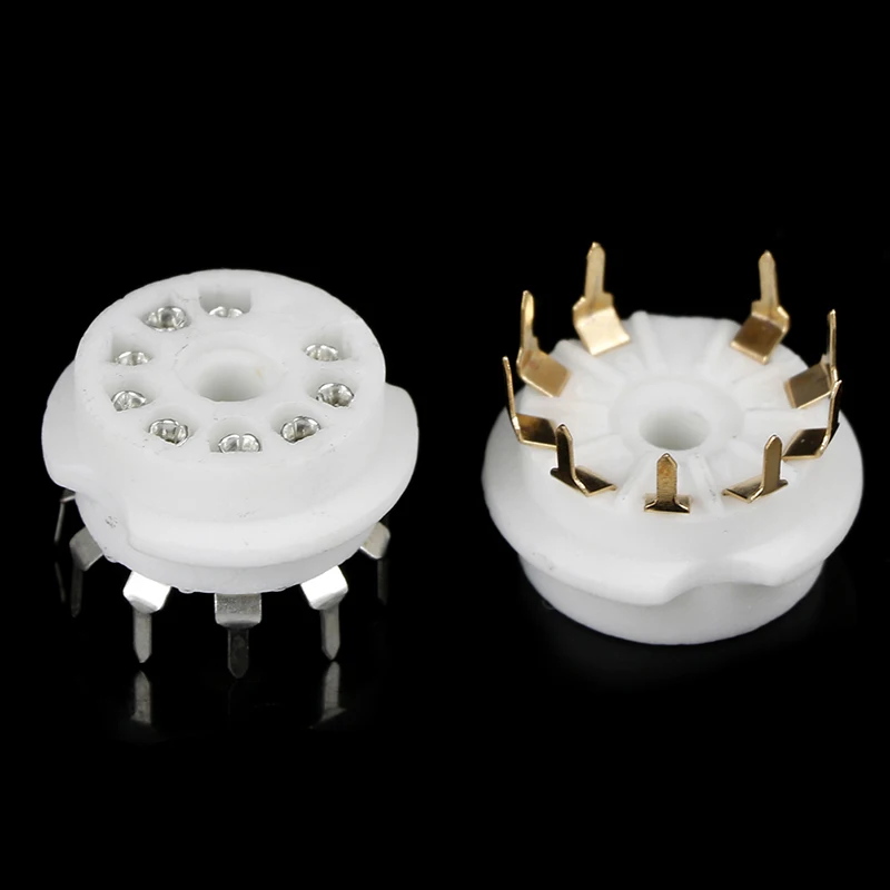 1Pc Gold Plated 9pin Pcb Ceramic Tube Socket Valve Base For 12AX7 12AU7 ECC83