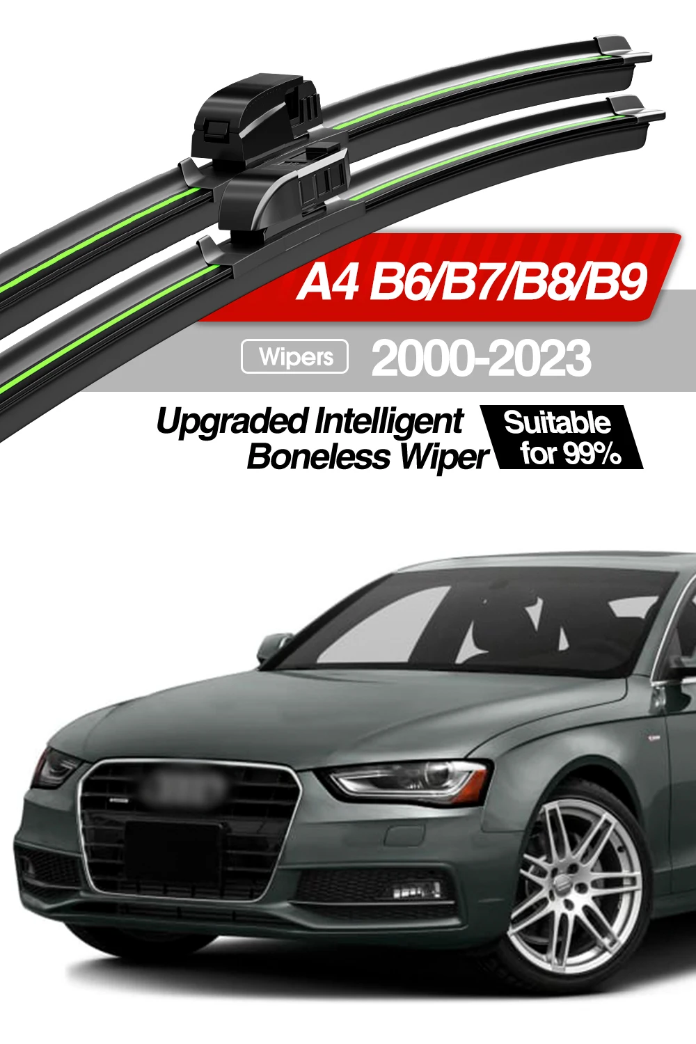 Für Audi A4 B6 B7 B8 B9 2000-2023 Frontscheibe Wischer Klingen 2 stücke Windschutzscheibe Fenster Zubehör 2001 2005 2010 2016 2017 2018 – Detail 1