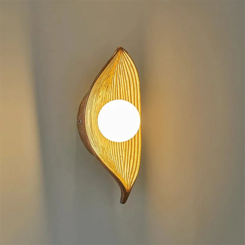 

Dropshipping Modern Leaf Resin Wall Lamp LED Wall Lights Living Room Home Decor Bedroom Corridor Porch Background Lamp Luminaria