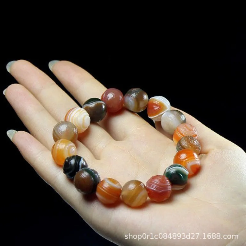 Xinjiang Alashan Men\'s and Women\'s Colorful Crafts Bracelet Candy Color Agate Beads