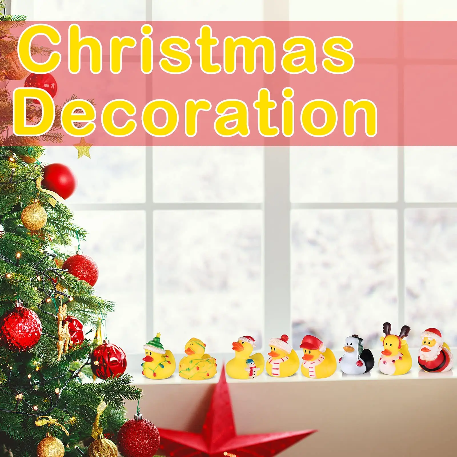 12/24/48 Pcs Christmas Rubber Ducks in Bulk Toys Holiday Rubber Ducks for Jeep Ducking, Xmas Party Favors Decorations