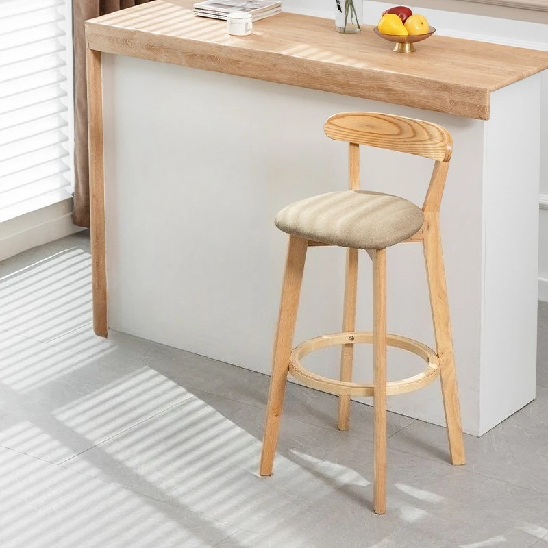 

Nordic wood high stool modern minimalist Home backrest bar chair kitchen island banquetas para cozinha americana furniture home