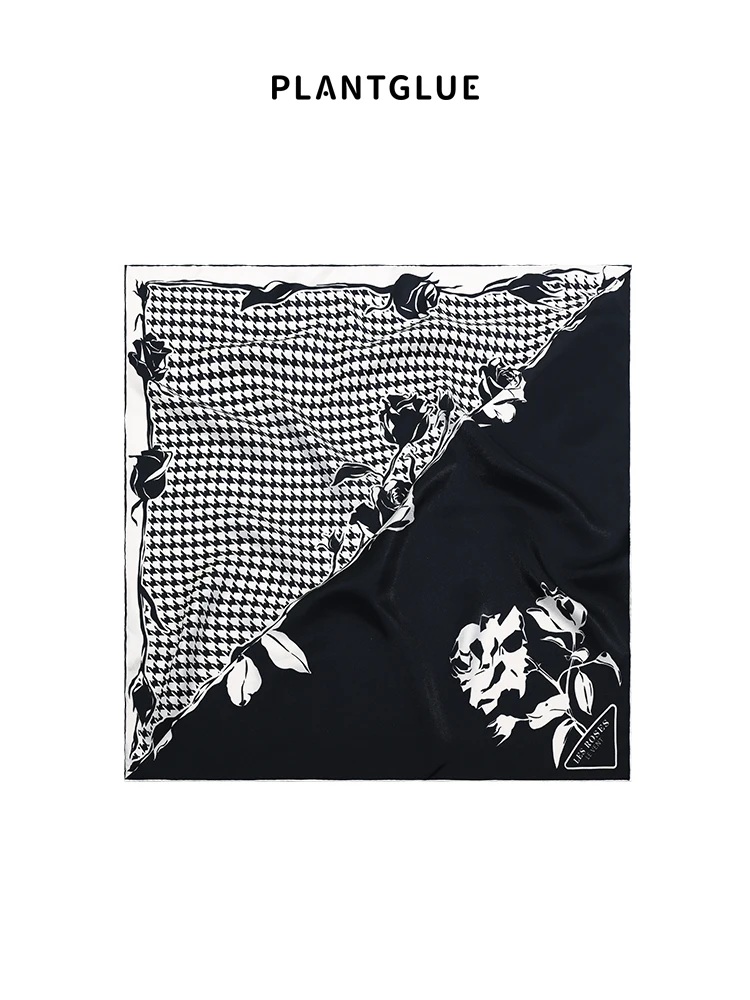 

Original Plant Floral Silk Scarf Silk Square Scarf for Mother's Day Gift Checks Pattern Large Size Fashionable Unisex