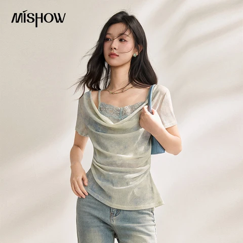Женская футболка MISHOW тай-дай синяя  MXF22T1617