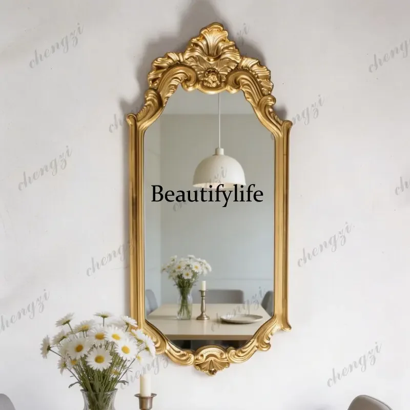 z183 French bathroom mirror retro carved makeup mirror American court style princess makeup mirror