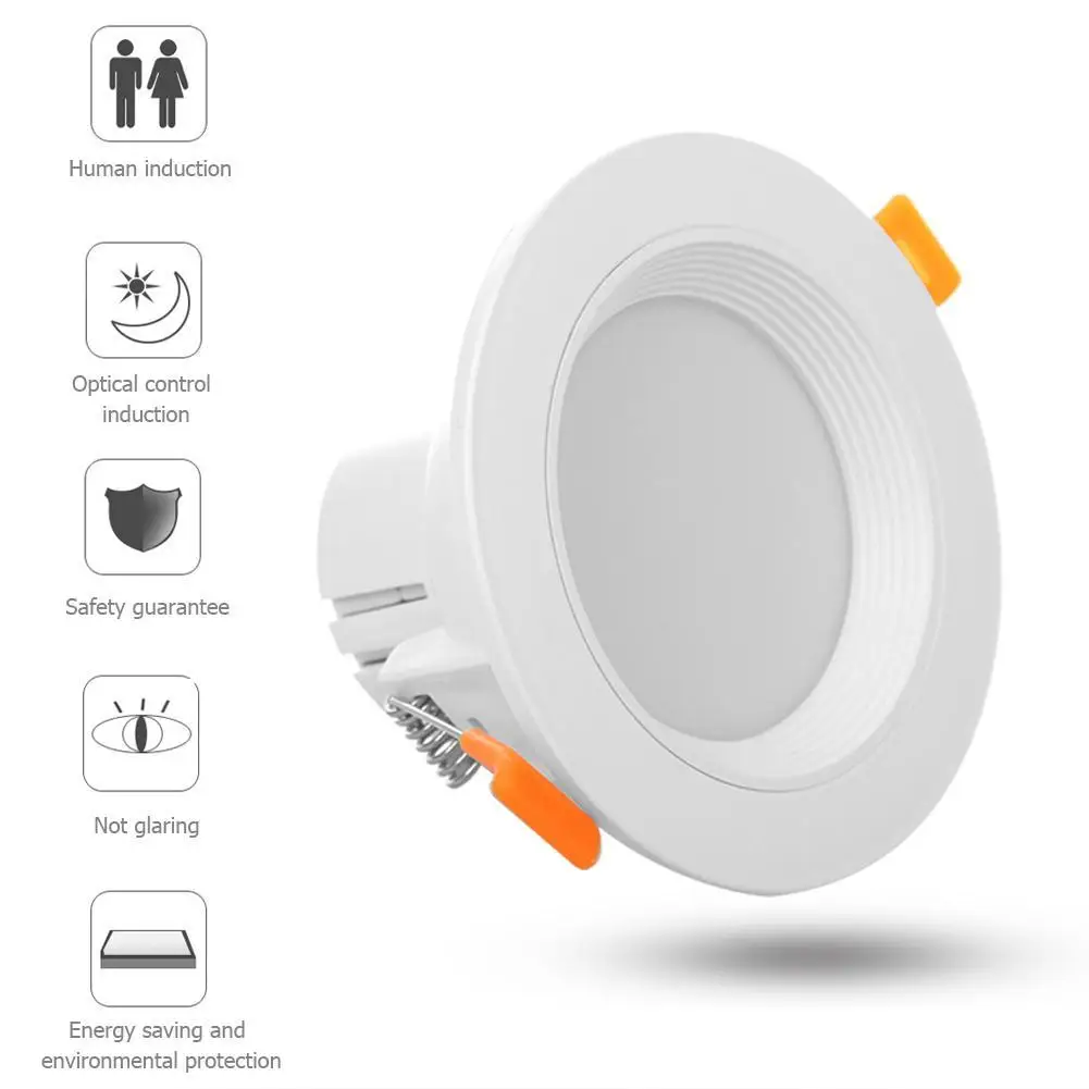 2Pcs Human Motion Sensor LED Ceiling Light Radar Induction Bath Balcony Lamp (5W