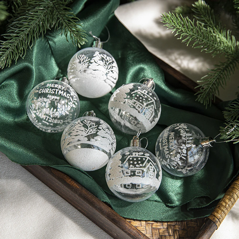 

Ornaments Christmas Ball New Year Party Transparent Painting Wedding Ceremony Xmas Tree 6Pcs/box 6cm Brand New