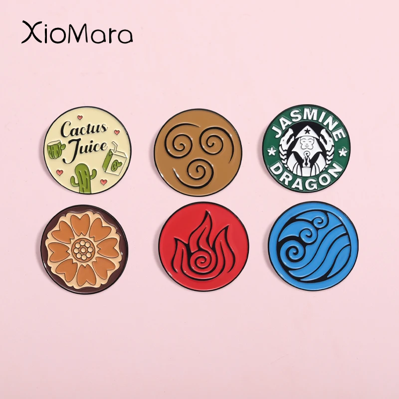 Cactus Juice Enamel Pins Jasmine Dragon Adventure Game Elements Brooches Lapel Badges Funny Jewelry Gift For Fans Friends