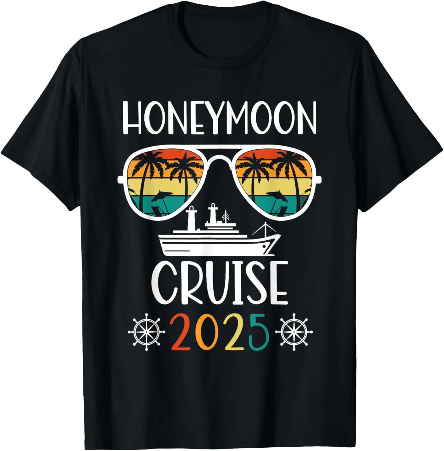 Honeymoon Cruise 2025 Just Married Matching Couple Vacation T-Shirt