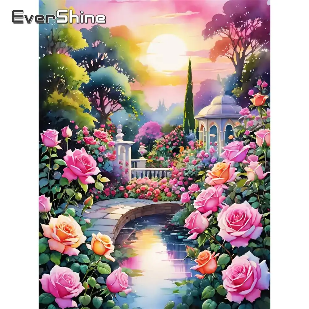 Evershine Rose Diamant Malerei Blume Handwerk Kit Erwachsene Diamant Mosaik Garten Landschaft Geeignet Für Anfänger Kind Geschenk