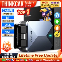 Herramientas automotrices MUCAR BT200 MAX AI ELM327 OBD2 Escáner Bluetooth CANFD Herramienta de escaneo bidireccional 15 Reinicio Diagnóstico completo del sistema Actualización gratuita Lector de códigos
