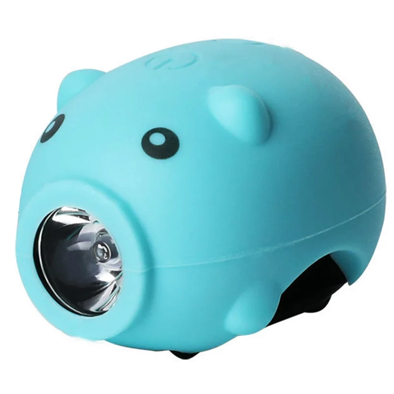 

XSXS-Bicycle Children Cartoon Pig Bike Light Type-C Rechargeable Cycling Accessories Piggy Headlight