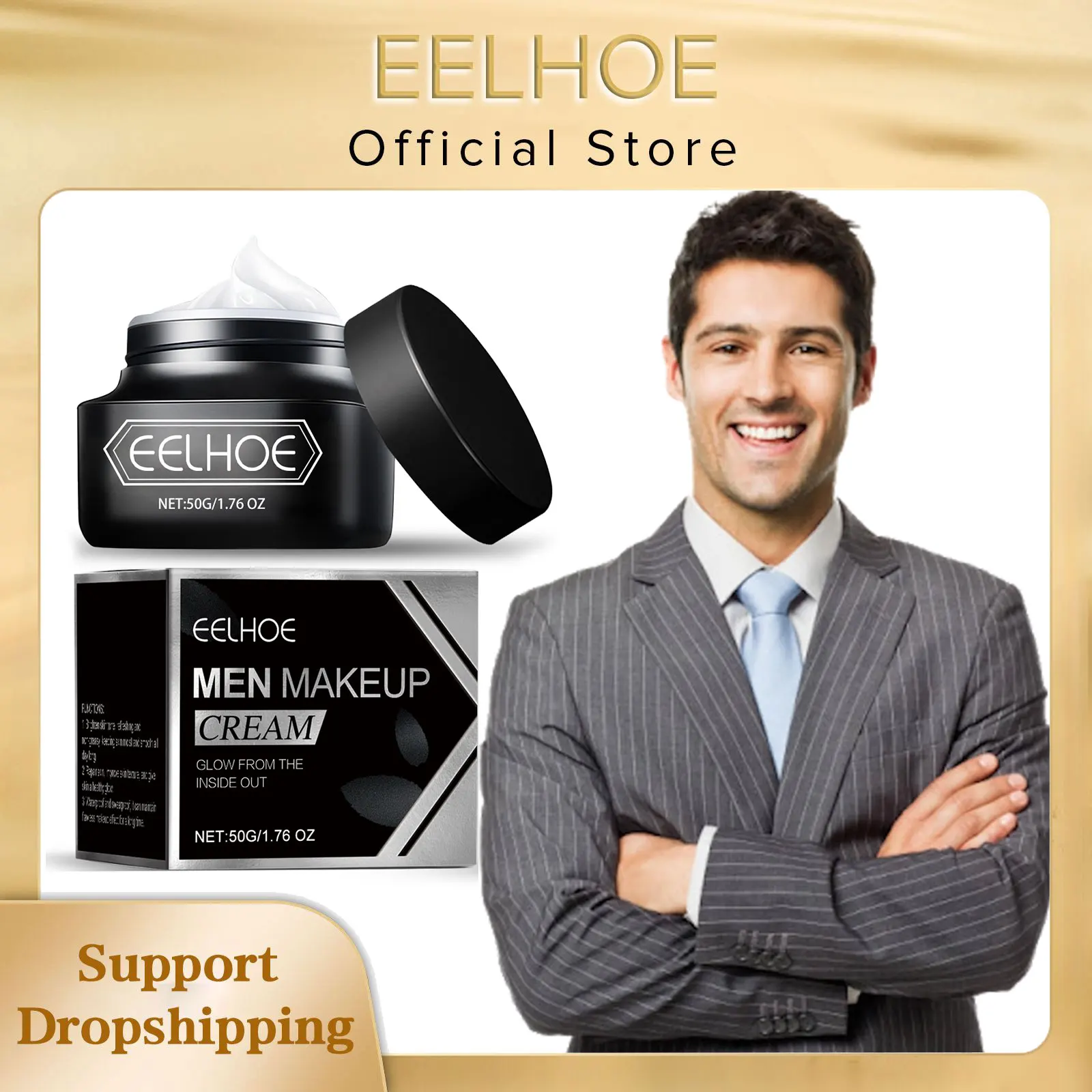 

EELHOE Men Makeup Cream Even Skin Tone Oil Control Shrink Pores Moisturizing Face Concealer Matte Waterproof Makeup Base Primer