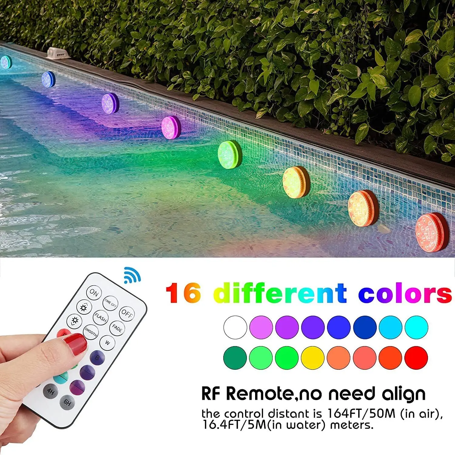 Led Underwater Light Rgb Swimming Pool Light Submersible Spa Lamp Remote-Controlled Pool Light Underwater Lighting Fixture