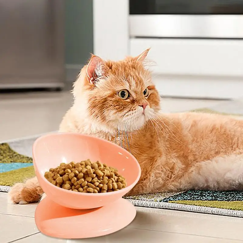 Tilted Raised Cat Food Bowls Slanted Cat Food Or Water Bowls 15 Degree Tilted Ergonomic Anti-Slip Free Feeder Protect Cat's