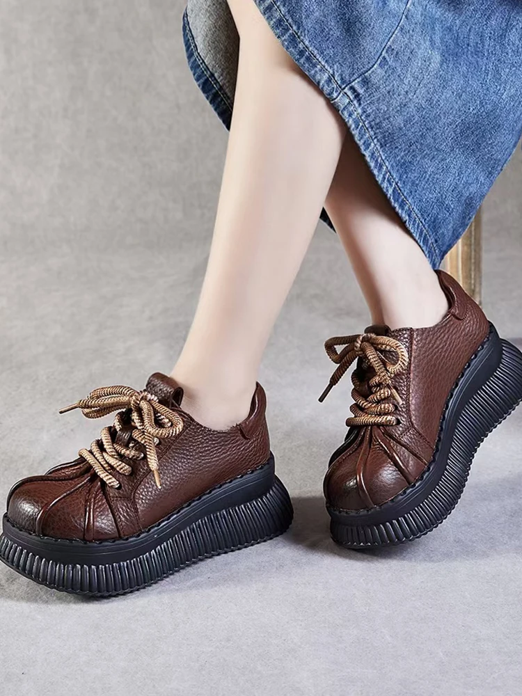 Fashionable Thick Bottom Platform Shoes Women's Casual Shoes Spring Autumn American Trendy Brand Retro Large Head Shoes