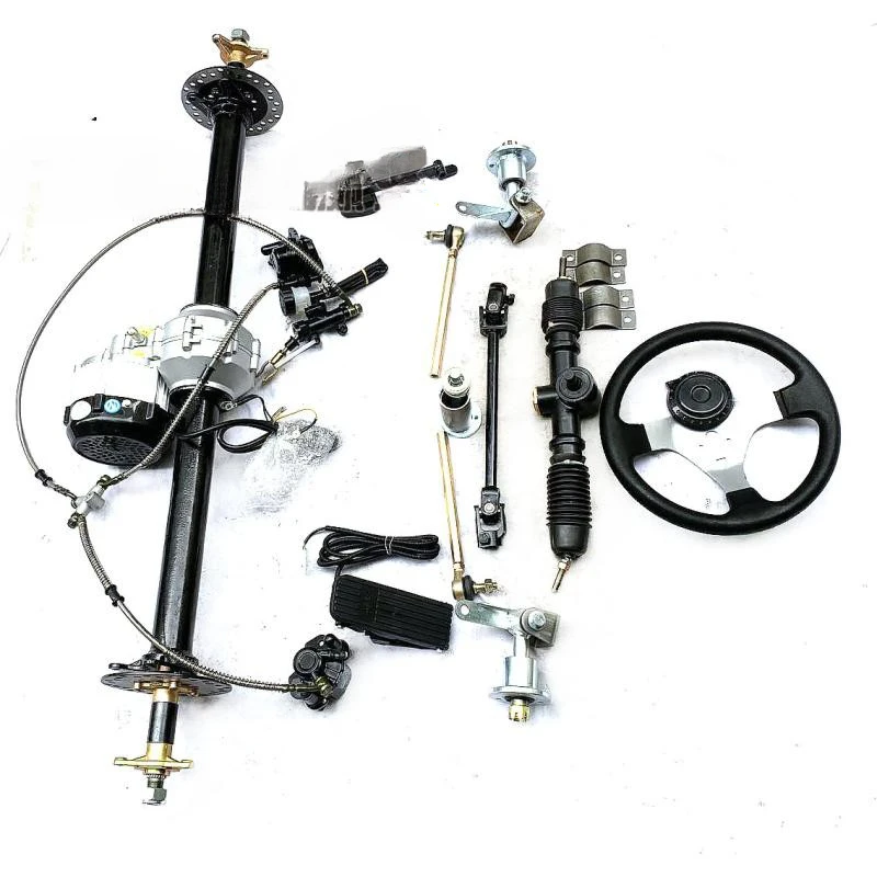 Modified Electric Four-Wheel Go-Kart Accessories Steering Gear Box Steering Differential Shaft Drive Motor 1 M Rear Axle 6-Inch