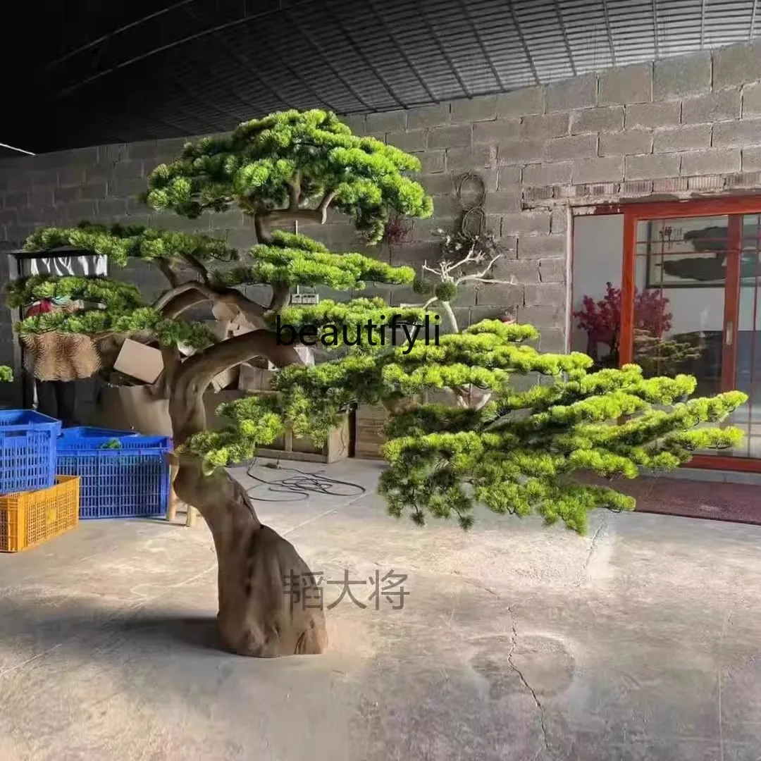 Chinese style new Chinese simulation welcome pine ornament large pine Xuan hotel fake tree