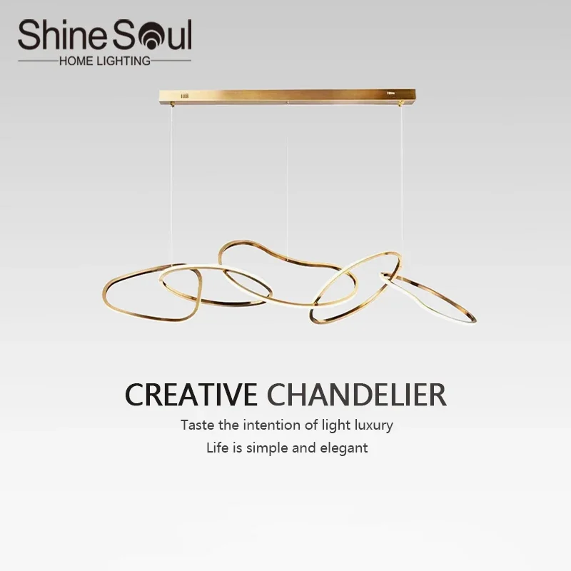 

Modern LED Dining Room Pendant Light Luxury Stainless Steel Electroplated Pendant Lamp Villa Living Room Interior Decor Lighting