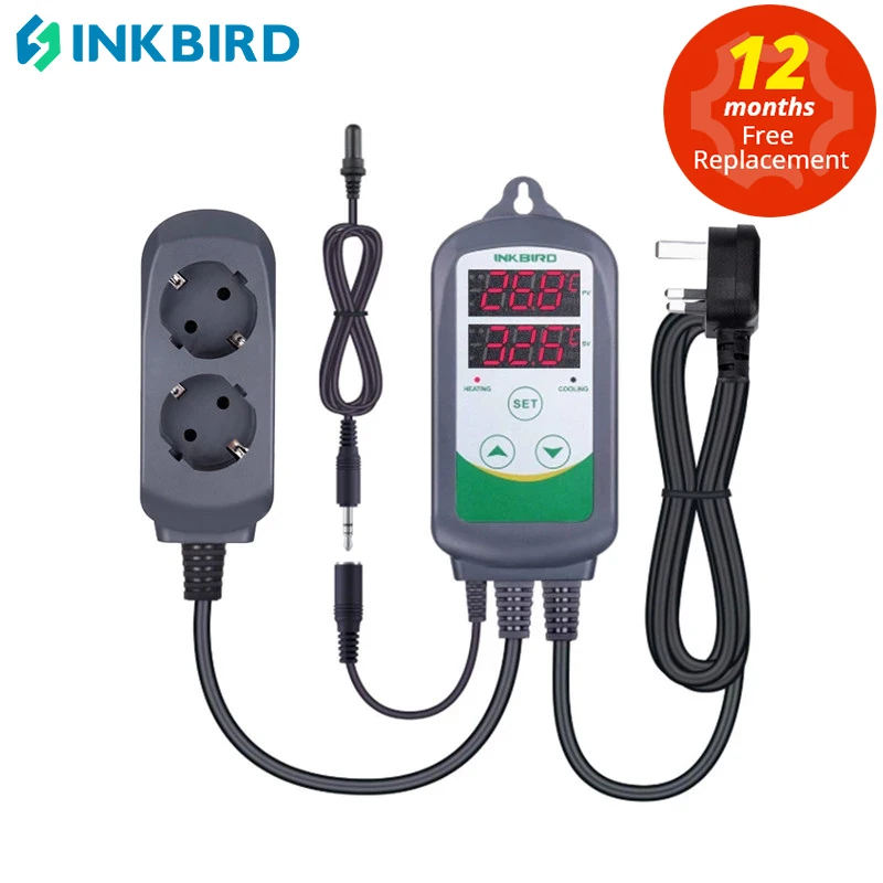 Inkbird Regulator temperatury ogrzewania i chłodzenia ITC-308S termostat Regulator podwójne przekaźniki z wodoodporną sondą akwariową gorąca sprzedaż