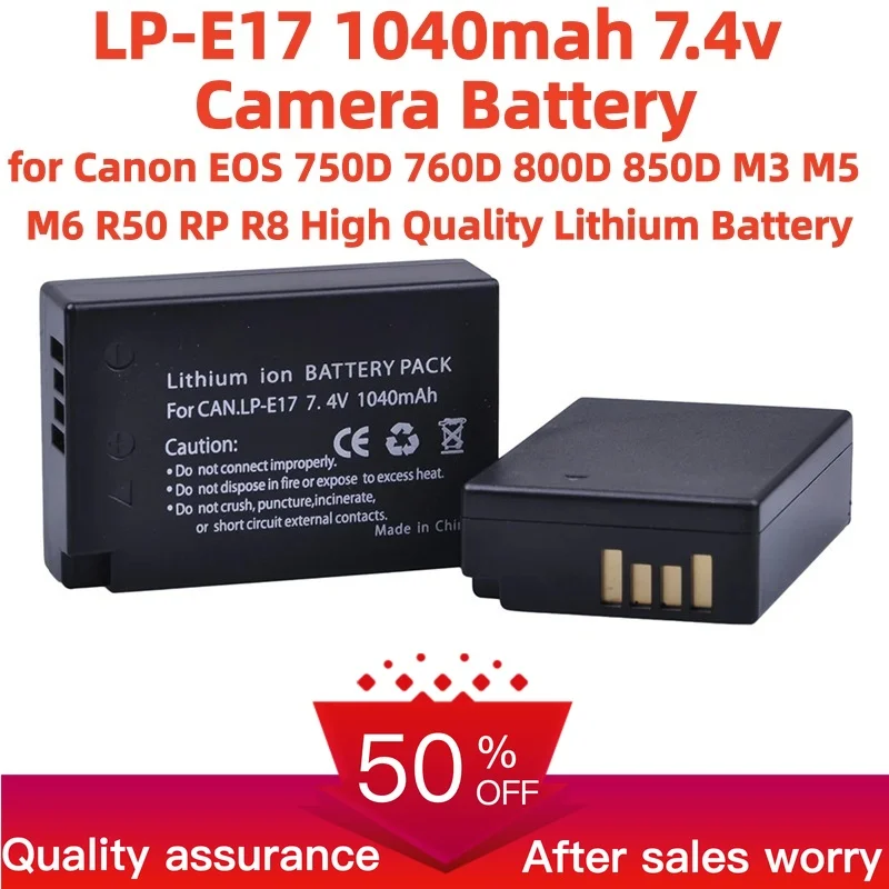 LP-E17 1040mah 7.4v Camera Battery for Canon EOS 750D 760D 800D 850D M3 M5 M6 R50 RP R8 High Quality Lithium Battery