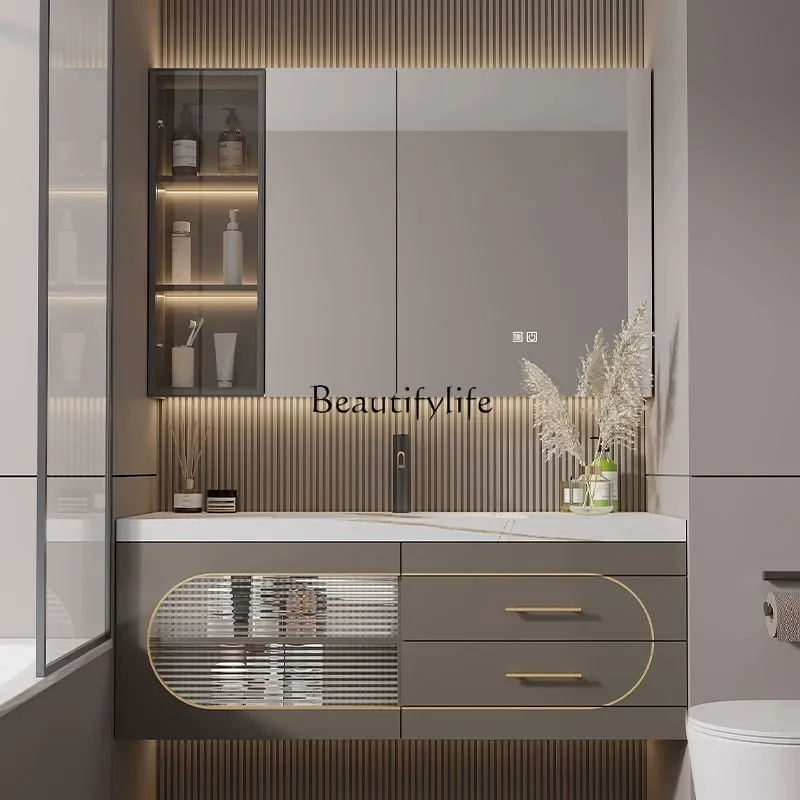 

yj32 American Cream Style Bathroom Cabinet Solid Wood Bathroom Cabinet Simple Modern Wash Table