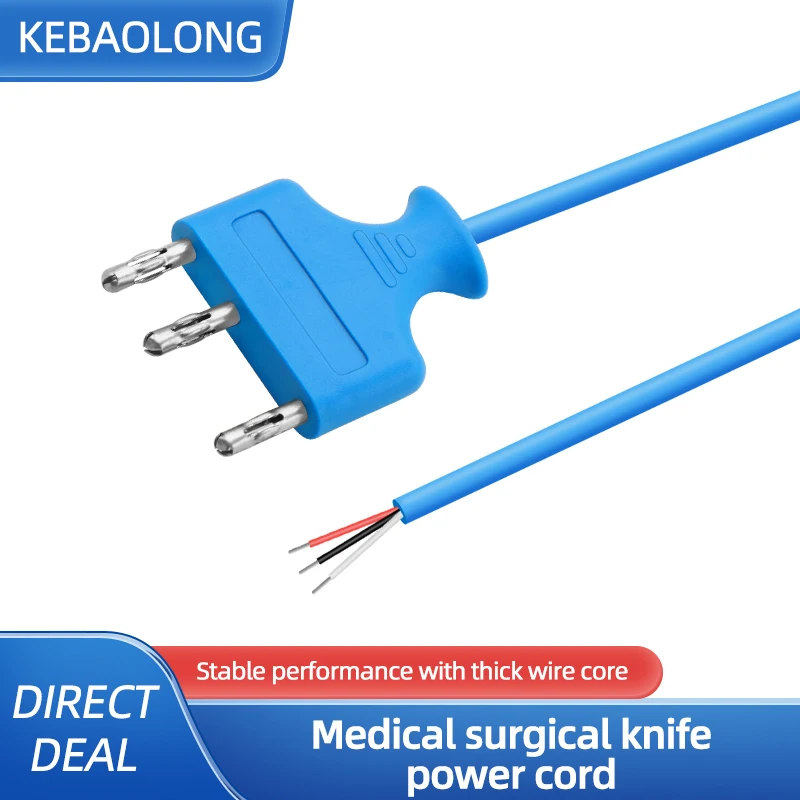 

Medical device power cable Blue 3-core high frequency electric knife and pen plug Scalpel Connect the power extension cable