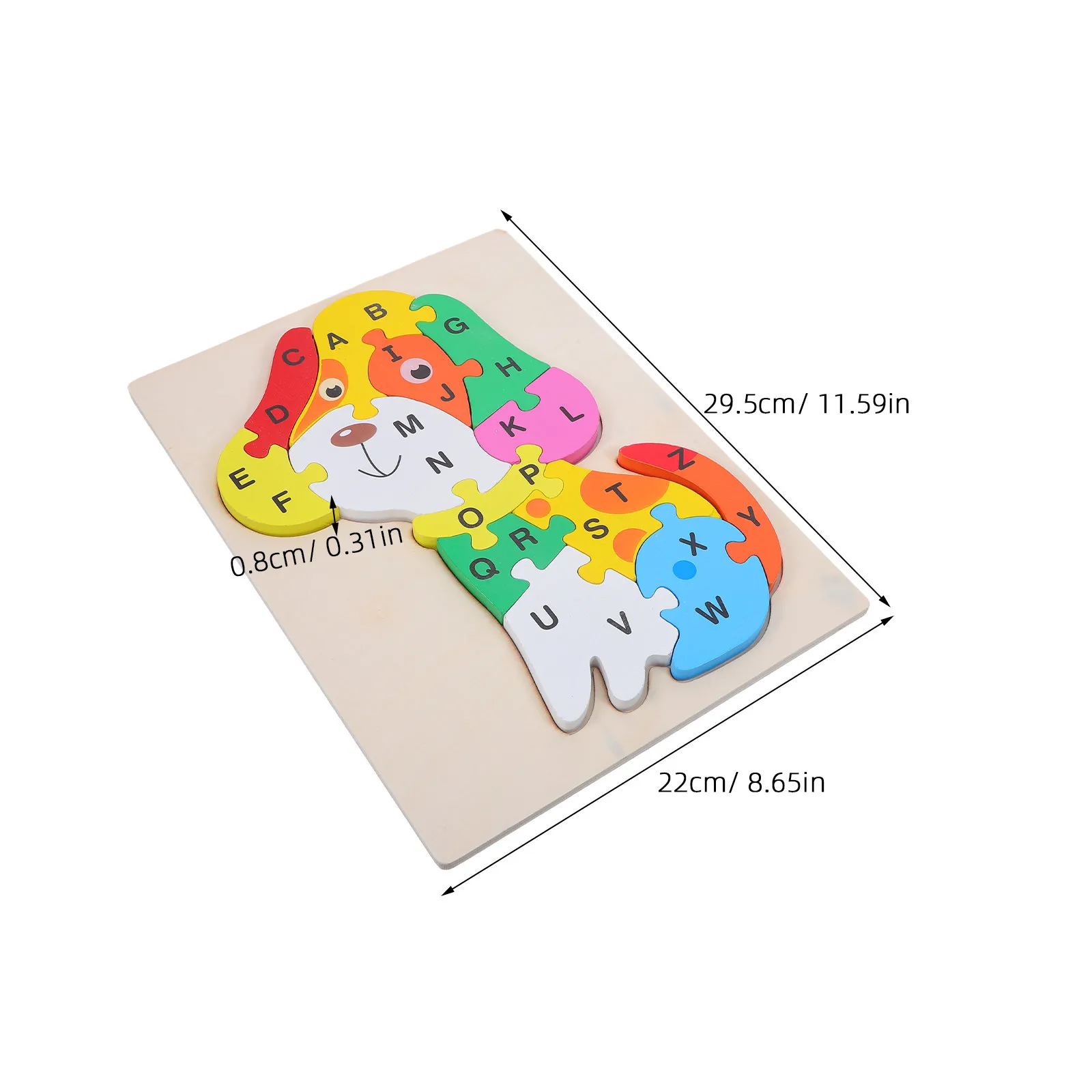 1Set Children Early Learning Puzzle Wooden Alphabet Dog Design Montessori Letter Jigsaw for Preschool Ages 4-6 Portable